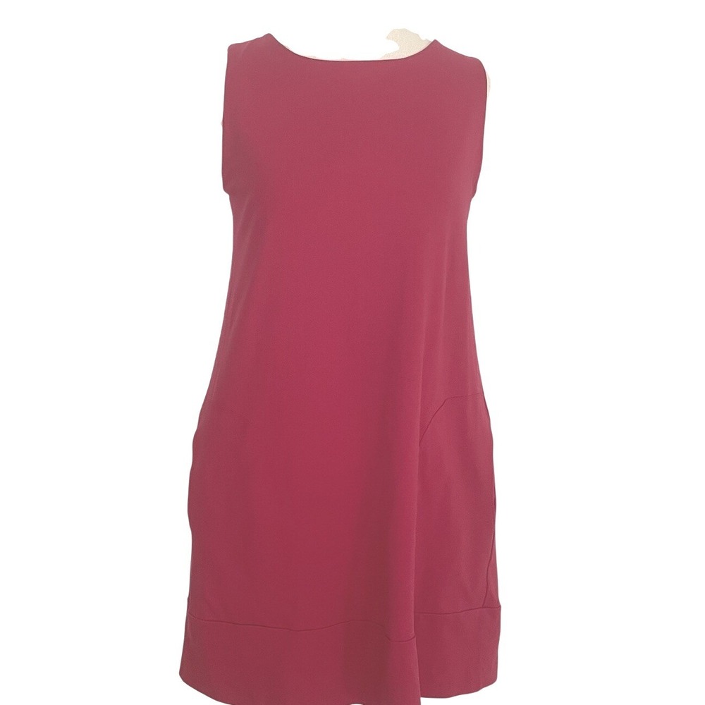 Susana Monaco Dress Womens M Pink Nylon Lycra Shift Pockets Minimalist Classic